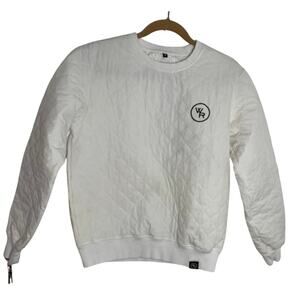 Woodford Reserve Quilted Crewneck Sweatshirt Womens M White Bourbon Logo KY